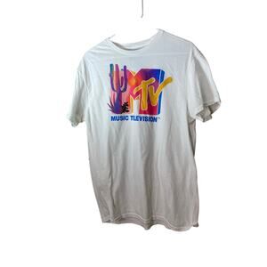 MTV Tee Shirt‎ White w/Logo Size L